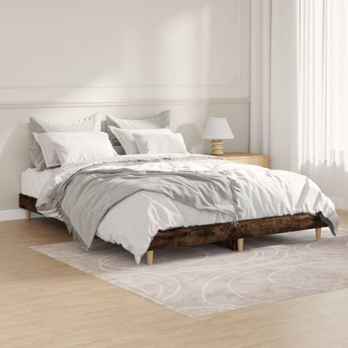Vidaxl Cadre De Lit Sans Matelas Chêne Fumé 140x190 Cm Bois Ingénierie