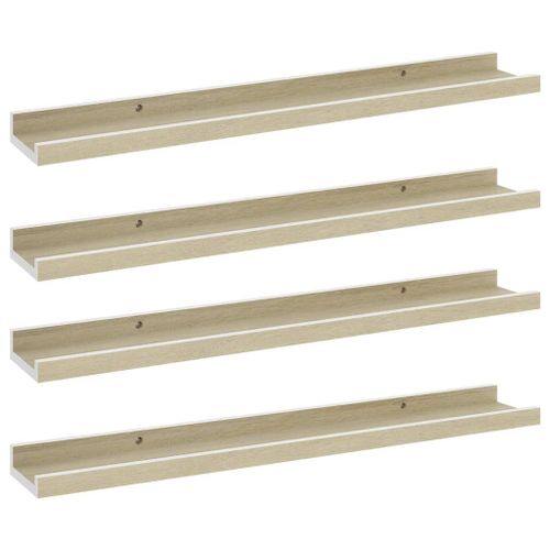 Vidaxl Étagères Murales 4 Pcs Blanc Et Chêne Sonoma 60x9x3 Cm