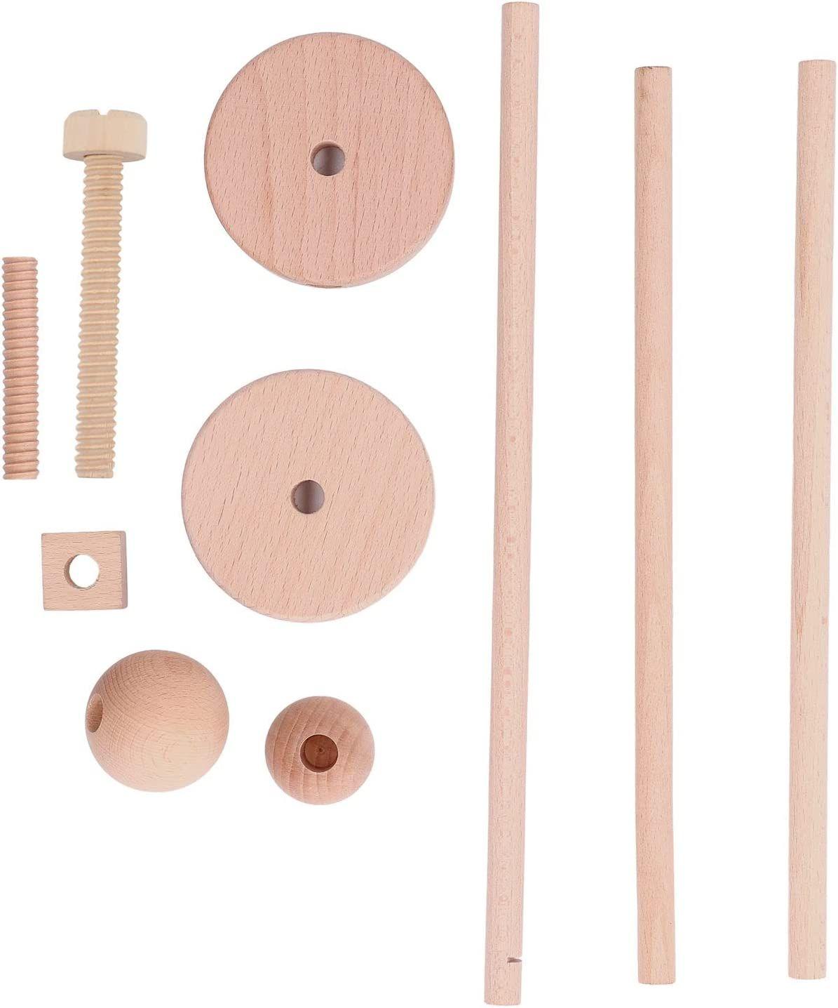 Portique d'Eveil en Bois pour Bébé Plus 3 Mois avec 3pcs Pendentifs sans  BPA Forme Triangulaire 60x44x60CM Naturel - Costway