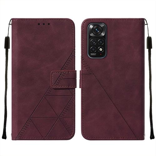 Housse Coque Pour Xiaomi Redmi Note 11 4g Etui Housse Cuir Pour Redmi Note 11 4g Étuis De Ceinture Pochettes Avec Fentes Cartes Et Rabat Silicone Souple Étuis Pour Redmi Note 11 4g, Vin Rouge