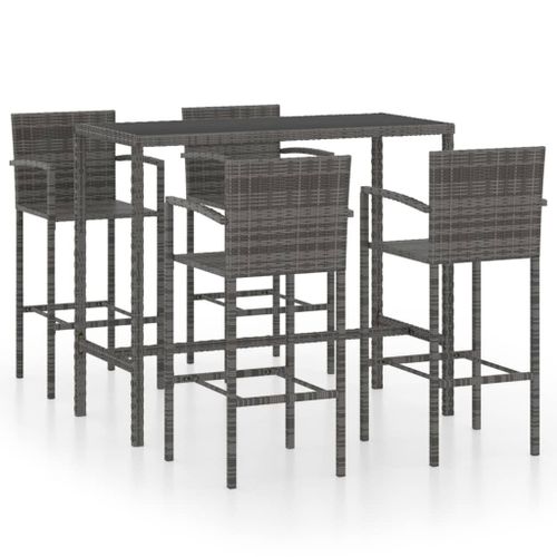 Vidaxl Ensemble De Bar De Jardin 5 Pcs Résine Tressée Gris