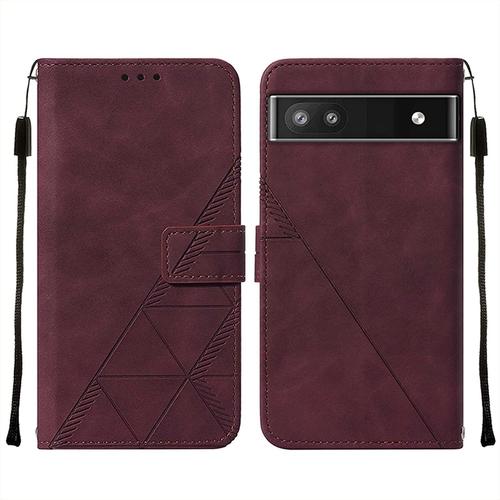 Housse Coque Pour Google Pixel 6a Etui Housse Cuir Pour Google Pixel 6a Étuis De Ceinture Pochettes Avec Fentes Cartes Et Rabat Protecteur Silicone Souple Étuis Pour Google Pixel 6a, Vin Rouge