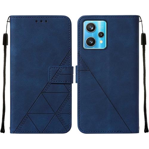 Housse Coque Pour Oppo Realme 9 Pro 5g Etui Housse Cuir Pour Realme 9 Pro 5g Étuis De Ceinture Pochettes Avec Fentes Cartes Et Rabat Silicone Souple Étuis Pour Oppo Realme 9 Pro 5g, Bleu