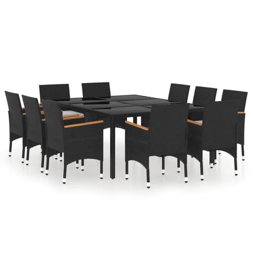 Vidaxl Ensemble À Dîner De Jardin 11 Pcs Résine Tressée Noir