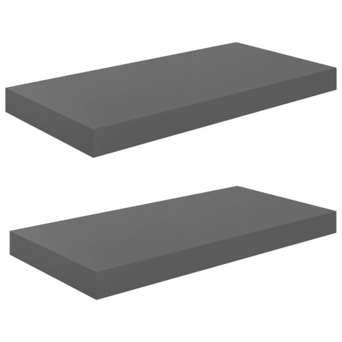 Vidaxl Etagère Murale Flottante 2 Pcs Gris Brillant 50x23x3,8 Cm Mdf