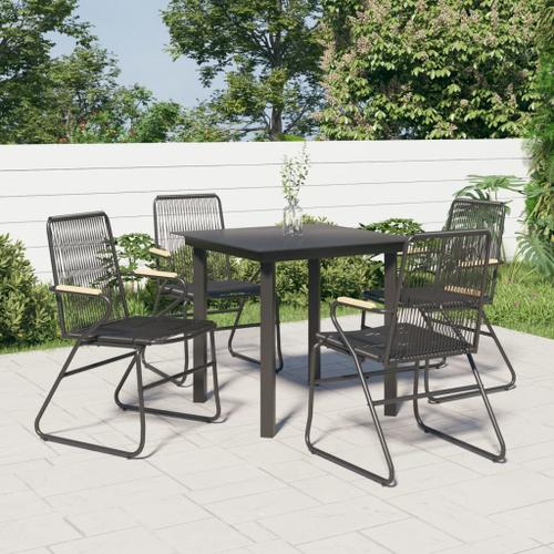 Vidaxl Mobilier À Dîner De Jardin 5 Pcs Noir Rotin Pvc