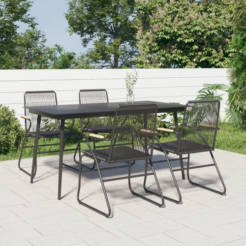 Vidaxl Mobilier À Dîner De Jardin 5 Pcs Noir Rotin Pvc