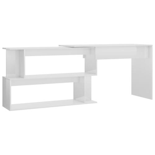 Bureau D'angle Blanc Brillant 200x50x76 Cm Aggloméré