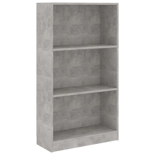Bibliothèque À 3 Niveaux Gris Béton 60x24x108 Cm Aggloméré - Vidaxl