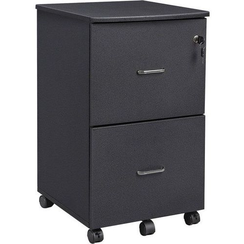 Caisson De Bureau Avec 2 Tiroirs, Noir Granite