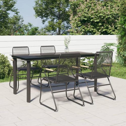 Vidaxl Mobilier À Dîner De Jardin 5 Pcs Noir Rotin Pvc