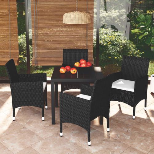 Vidaxl Ensemble À Dîner De Jardin Avec Coussins 5 Pcs Poly Rotin Noir