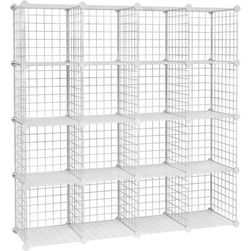 Armoire De Rangement En Treillis Métallique Modulable, Blanc / 16