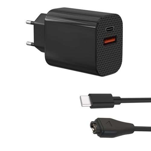 Chargeur Secteur 12w + Cable Usb-C Compatible Avec Garmin Fenix 8 E 7 7s 7x 6 6s 6x 5 Forerunner 965 955 265 255 55 Vivoactive 5 Approach S60 Quatix 7 - Charge Montre Phonillico®