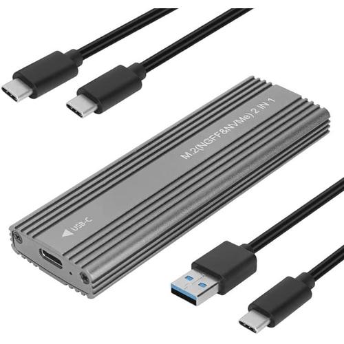 M.2 NVMe SATA SSD Boîtier externe USB 3.0 Type-C avec taux de transfert de