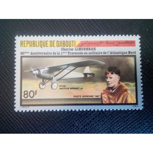 Timbre Djibouti Y T Pa 234 Vols Historiques Spirit Of St Louis 1987 ( 060507 )