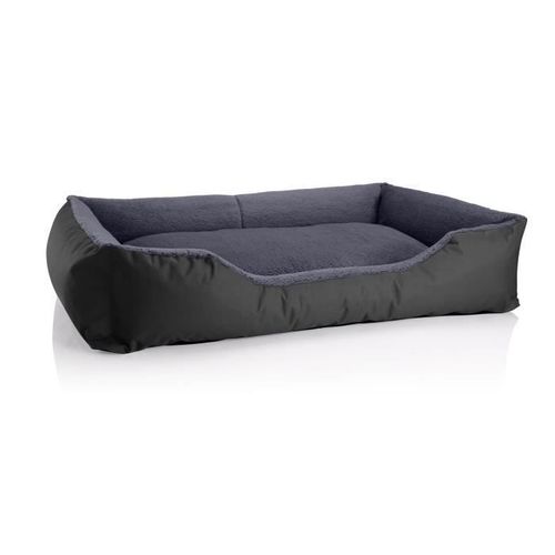 Lit Pour Chien Beddog Teddy,Canapé,Coussin, Panier Corbeille Lavable Avec Bordure [Xxl Env. 120x85cm, The-Rock (Noir/Gris)]