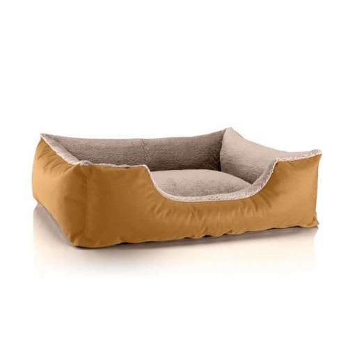 Lit Pour Chien Beddog Teddy,Canapé,Coussin, Panier Corbeille Lavable Avec Bordure [L Env. 80x65cm, Golden-Sand (Or/Beige)]