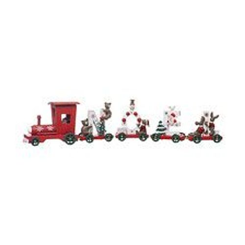 Déco de Noël Petit Train avec 4 Wagons en Bois L 44.5 cm