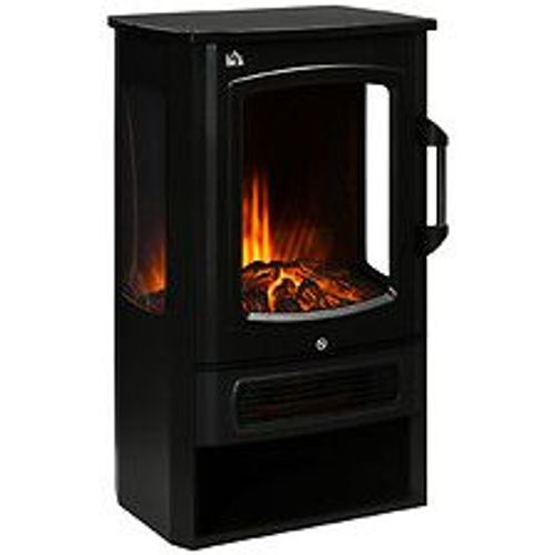Cheminée électrique poêle style contemporain 1000-2000 W simulation flammes LED luminosité réglable acier verre noir