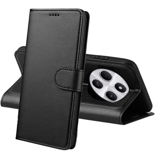 Coque Pour Xiaomi Redmi 14c - Portefeuille Noir Rabat Clapet Aimanté Rangement Cartes Phonillico®