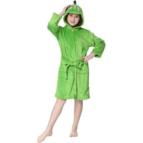 Peignoir De Bain D'hiver Pour Enfants Chemise De Nuit En Flanelle Pour Adolescents, 3-4y / Dinosaure Vert