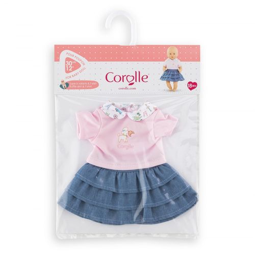 Mes Vêtements De Poupons Corolle Bb30 Jupe À Volants + T-Shirt Week-End À Paris