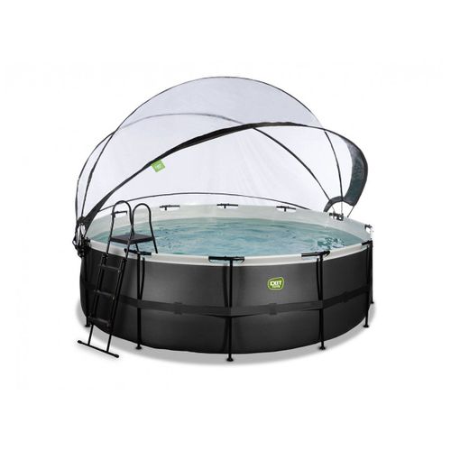 Piscine tubulaire Black Leather ronde 4,27 x 1,22 m avec dôme - Exit Toys