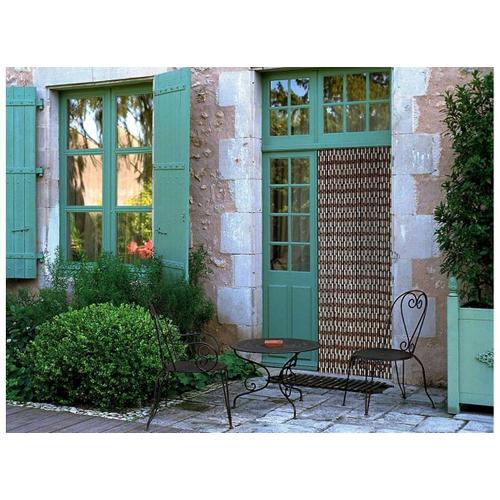 Rideau de porte en perles olives de bois vernies brun/beige Castellan 90 x 220 cm - Morel