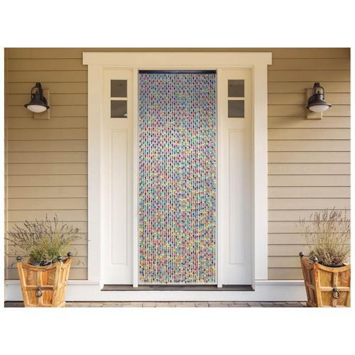 Rideau de porte en perles de bois multicolore 90 x 200 cm - Morel