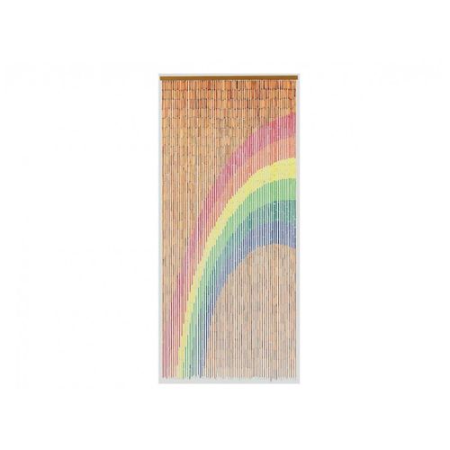 Rideau de porte Bâtonnets de bambou peints - dessin arc-en-ciel - 90 x 200 cm - Morel