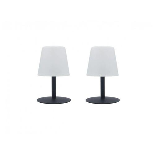 Lot De 2 Lampes De Table Sans Fil Led Acier Gris H16cm