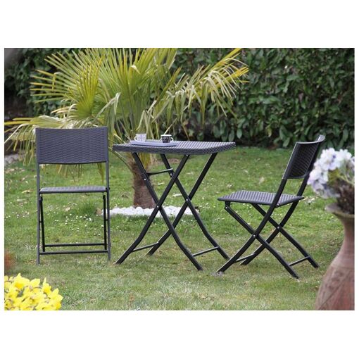 Salon De Jardin En Résine Tressée Oruro 2 Places Anthracite - Jardi...