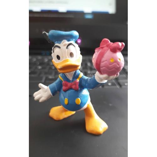 Donald Duck Avec Son ?uf De Pâques. Figurine De Walt Disney En Matière Plastique. Statuette Vintage De 1985, Taille 6 Cm De Haut. Figurine, Jeu, Jouet, Collection De Figurines De Picsou 