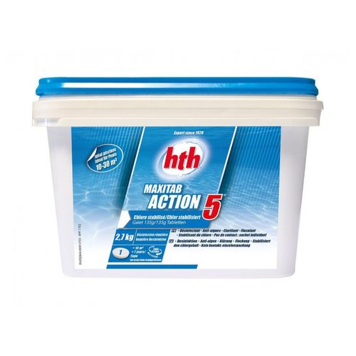 Chlore 5 actions Maxitab galets 135 g 2,7 kg - HTH