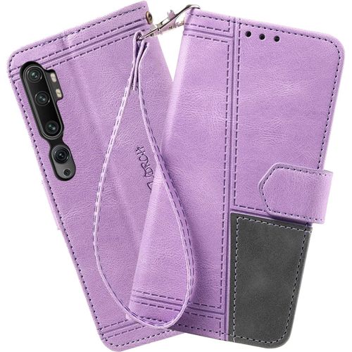 Coque Compatible Avec Xiaomi Mi Note 10 / Mi Cc9 Pro/Mi Note 10 Pro, Portefeuille Housse En Cuir Pu Pour Xiaomi Mi Note 10 / Mi Note 10 Pro, Magnetique Antichoc Flip Coque, Violet