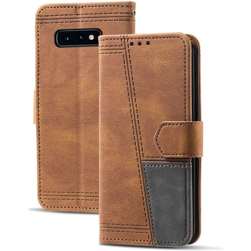 Coque Compatible Avec Galaxy S10e, Portefeuille Housse En Cuir Pu Pour Samsung Galaxy S10e, Magnetique Antichoc Flip Coque, Brun
