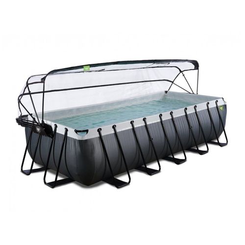 Piscine tubulaire Black Leather rectangulaire 5,40 x 2,50 x 1,22 m avec dôme - Exit Toys
