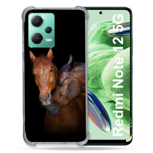 Coque Renforcée En Verre Trempé Pour Xiaomi Redmi Note 12 5g Animal Cheval Marron