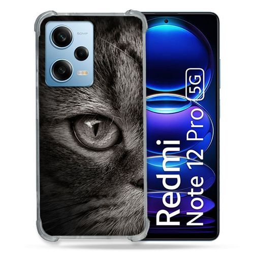 Coque Renforcée Pour Xiaomi Redmi Note 12 Pro 5g Animal Chat Gris