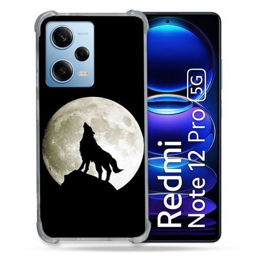 Coque Renforcée Pour Xiaomi Redmi Note 12 Pro 5g Animal Loup Noir
