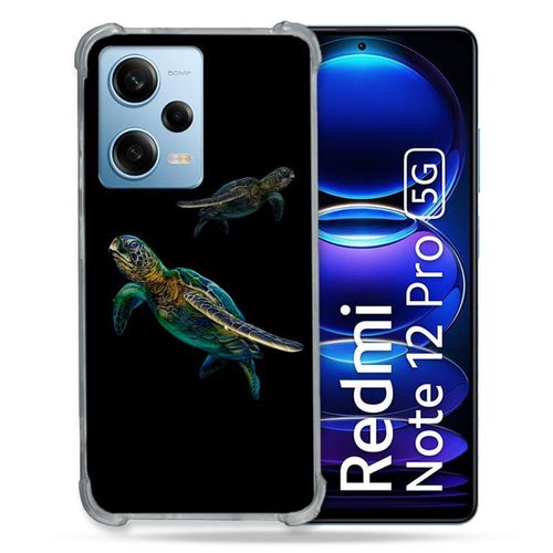Coque Renforcée Pour Xiaomi Redmi Note 12 Pro 5g Animal Tortue Noire Multicolore