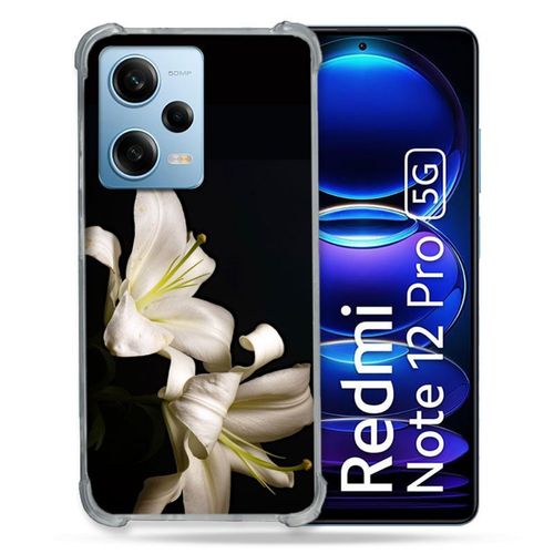 Coque Renforcée Pour Xiaomi Redmi Note 12 Pro 5g Fleur Lys Noir