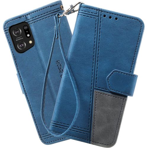 Coque Compatible Avec Oppo Find X5, Portefeuille Housse En Cuir Pu Pour Oppo Find X5, Magnetique Antichoc Flip Coque, Bleu