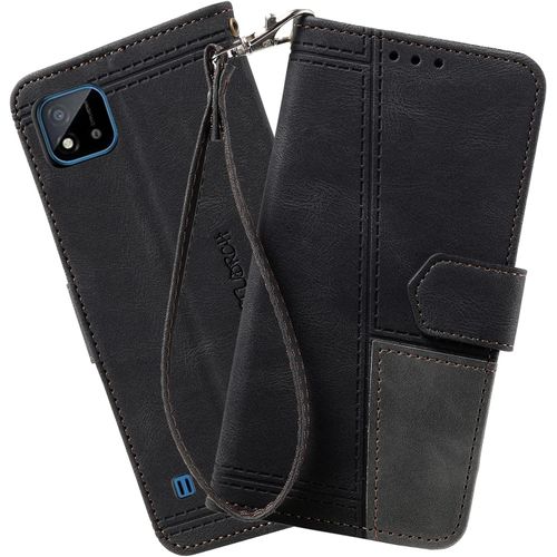 Coque Compatible Avec Oppo Realme C11 2021 / C20, Portefeuille Housse En Cuir Pu Pour Oppo Realme C11 2021 / C20, Magnetique Antichoc Flip Coque, Noir