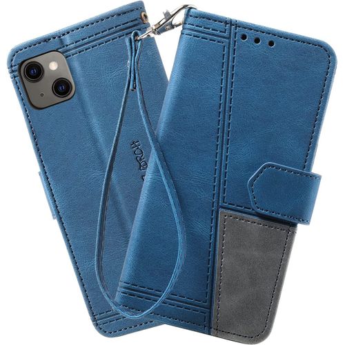 Coque Compatible Avec Iphone 13 Mini, Portefeuille Housse En Cuir Pu Pour Iphone 13 Mini, Magnetique Antichoc Flip Coque, Bleu