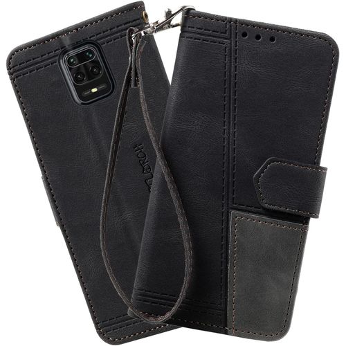 Coque Compatible Avec Redmi Note 9 Pro/Redmi Note 9s, Portefeuille Housse En Cuir Pu Pour Xiaomi Redmi Note 9 Pro/Redmi Note 9s, Magnetique Antichoc Flip Coque, Noir