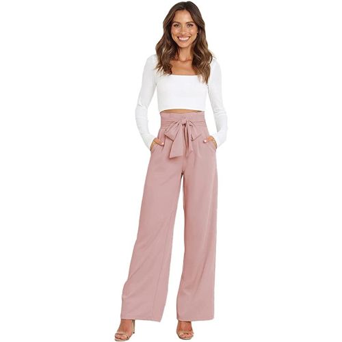 Printemps ¿¿T¿¿ Nouveau Lieu De Travail Femmes Casual Mode Wild Jambes Larges Pantalons Lacets Bow Pantalons ¿¿T¿¿
