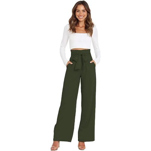 Pantalons, Femmes Taille Haute, L¿¿Ger, Pantalons Larges Jambes, Pantalons D¿¿Contract¿¿S D'¿¿T¿¿