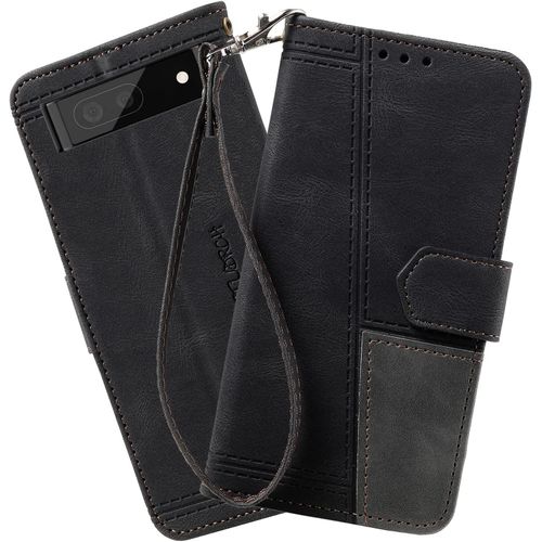Coque Compatible Avec Google Pixel 6a 5g, Portefeuille Housse En Cuir Pu Pour Google Pixel 6a 5g, Magnetique Antichoc Flip Coque, Noir